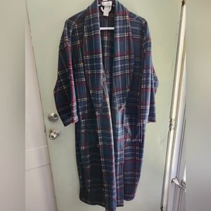 Vintage Christian Dior Fleece Plaid Robe “robe De chambre” One Size Men’s Navy